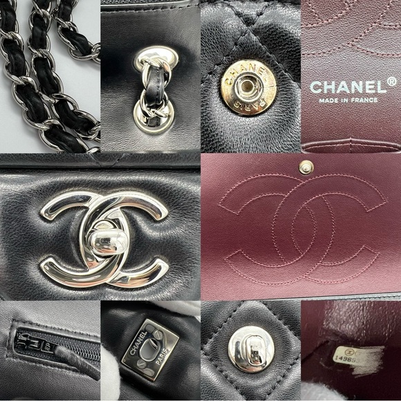 Authentic Chanel classic Black quilted lambskin Jumbo in SHW - Picture 15 of 17